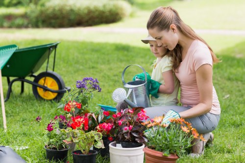Lawn mowing machinery operating in a Teddington lawn